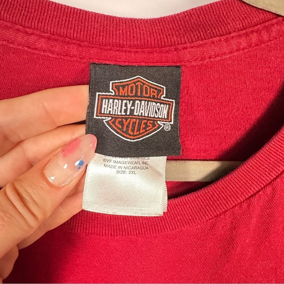 Harley-Davidson Bikercore Oil City Long Sleeve Graphic Tee Vintage Red 2XL - Picture 7 of 17